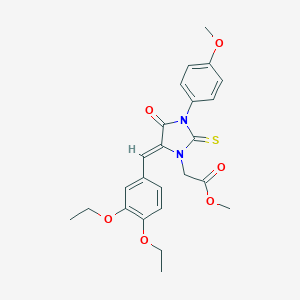 molecular formula C24H26N2O6S B424544 Methyl [5-(3,4-diethoxybenzylidene)-3-(4-methoxyphenyl)-4-oxo-2-thioxo-1-imidazolidinyl]acetate 