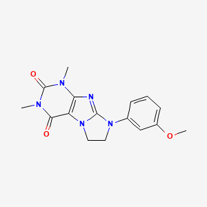 8-(3-Methoxyphenyl)-1,3-dimethyl-1,3,5-trihydroimidazolidino[1,2-h]purine-2,4-dione