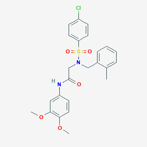 molecular formula C24H25ClN2O5S B424546 2-[[(4-chlorophenyl)sulfonyl](2-methylbenzyl)amino]-N-(3,4-dimethoxyphenyl)acetamide 