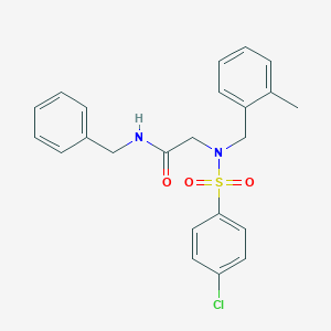 molecular formula C23H23ClN2O3S B424547 N-benzyl-2-[[(4-chlorophenyl)sulfonyl](2-methylbenzyl)amino]acetamide 
