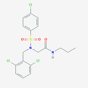 molecular formula C18H19Cl3N2O3S B424550 2-[[(4-chlorophenyl)sulfonyl](2,6-dichlorobenzyl)amino]-N-propylacetamide 