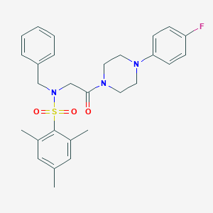 molecular formula C28H32FN3O3S B424552 N-benzyl-N-{2-[4-(4-fluorophenyl)-1-piperazinyl]-2-oxoethyl}-2,4,6-trimethylbenzenesulfonamide 