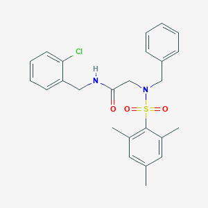 molecular formula C25H27ClN2O3S B424558 2-[benzyl(mesitylsulfonyl)amino]-N-(2-chlorobenzyl)acetamide 