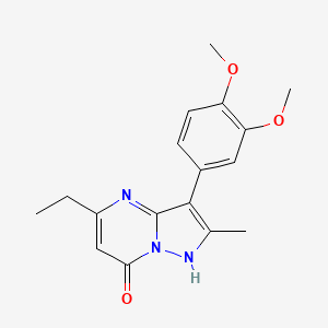 molecular formula C17H19N3O3 B4245598 3-(3,4-dimethoxyphenyl)-5-ethyl-2-methylpyrazolo[1,5-a]pyrimidin-7(4H)-one 