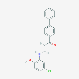 molecular formula C22H18ClNO2 B424563 1-[1,1'-Biphenyl]-4-yl-3-(5-chloro-2-methoxyanilino)-2-propen-1-one 