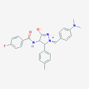 2-[[4-(Dimethylamino)phenyl]methylidene]-4-[(4-fluorobenzoyl)amino]-3-(4-methylphenyl)-3,4-dihydropyrazol-2-ium-5-olate