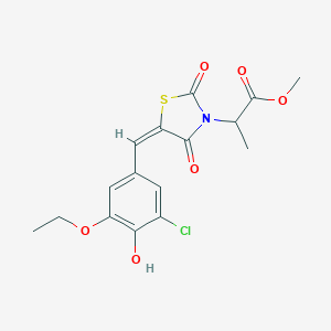 molecular formula C16H16ClNO6S B424568 methyl 2-[(5E)-5-(3-chloro-5-ethoxy-4-hydroxybenzylidene)-2,4-dioxo-1,3-thiazolidin-3-yl]propanoate 