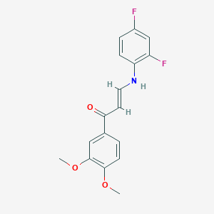 molecular formula C17H15F2NO3 B424570 3-(2,4-Difluoroanilino)-1-(3,4-dimethoxyphenyl)-2-propen-1-one 