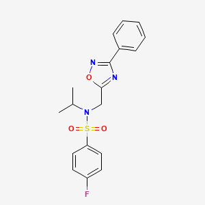 molecular formula C18H18FN3O3S B4245704 4-FLUORO-N-[(3-PHENYL-1,2,4-OXADIAZOL-5-YL)METHYL]-N-(PROPAN-2-YL)BENZENE-1-SULFONAMIDE 