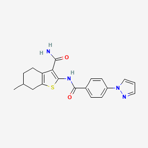 6-Methyl-2-[(4-pyrazol-1-ylbenzoyl)amino]-4,5,6,7-tetrahydro-1-benzothiophene-3-carboxamide