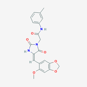 molecular formula C21H19N3O6 B424573 2-{4-[(6-methoxy-1,3-benzodioxol-5-yl)methylene]-2,5-dioxo-1-imidazolidinyl}-N-(3-methylphenyl)acetamide 