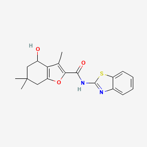 molecular formula C19H20N2O3S B4245754 N-(1,3-benzothiazol-2-yl)-4-hydroxy-3,6,6-trimethyl-4,5,6,7-tetrahydro-1-benzofuran-2-carboxamide 