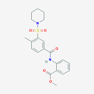 molecular formula C21H24N2O5S B4245758 methyl 2-{[4-methyl-3-(1-piperidinylsulfonyl)benzoyl]amino}benzoate 