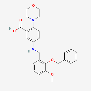 molecular formula C26H28N2O5 B4245782 5-({[2-(BENZYLOXY)-3-METHOXYPHENYL]METHYL}AMINO)-2-(MORPHOLIN-4-YL)BENZOIC ACID 