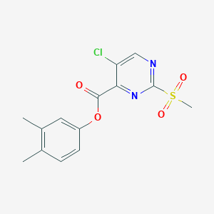 molecular formula C14H13ClN2O4S B4245786 3,4-DIMETHYLPHENYL 5-CHLORO-2-METHANESULFONYLPYRIMIDINE-4-CARBOXYLATE 