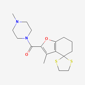 molecular formula C17H24N2O2S2 B4245798 (3-methyl-6,7-dihydro-5H-spiro[1-benzofuran-4,2'-[1,3]dithiolan]-2-yl)(4-methylpiperazin-1-yl)methanone 