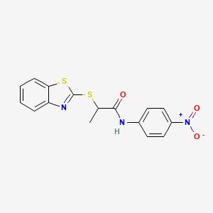 molecular formula C16H13N3O3S2 B4245824 2-(1,3-benzothiazol-2-ylsulfanyl)-N-(4-nitrophenyl)propanamide 