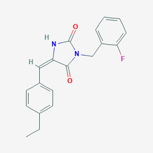 molecular formula C19H17FN2O2 B424585 (5E)-5-(4-ethylbenzylidene)-3-(2-fluorobenzyl)imidazolidine-2,4-dione 