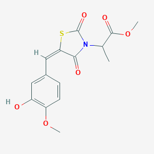 molecular formula C15H15NO6S B424588 methyl 2-[(5E)-5-(3-hydroxy-4-methoxybenzylidene)-2,4-dioxo-1,3-thiazolidin-3-yl]propanoate 