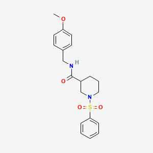 molecular formula C20H24N2O4S B4245889 1-(benzenesulfonyl)-N-[(4-methoxyphenyl)methyl]piperidine-3-carboxamide 