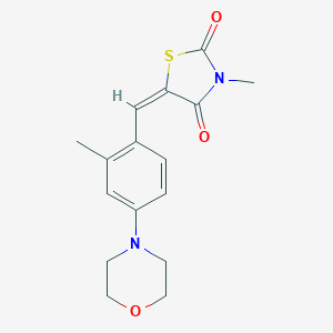 molecular formula C16H18N2O3S B424593 (5E)-3-methyl-5-[2-methyl-4-(morpholin-4-yl)benzylidene]-1,3-thiazolidine-2,4-dione 