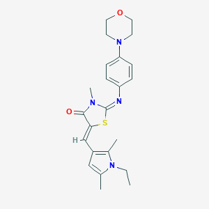 molecular formula C23H28N4O2S B424595 (5Z)-5-[(1-ethyl-2,5-dimethyl-1H-pyrrol-3-yl)methylidene]-3-methyl-2-{[4-(morpholin-4-yl)phenyl]imino}-1,3-thiazolidin-4-one 