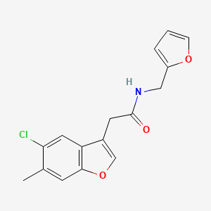 2-(5-chloro-6-methyl-1-benzofuran-3-yl)-N-(furan-2-ylmethyl)acetamide