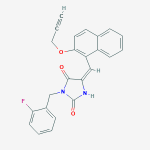 molecular formula C24H17FN2O3 B424599 3-(2-Fluorobenzyl)-5-{[2-(2-propynyloxy)-1-naphthyl]methylene}-2,4-imidazolidinedione 