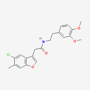 2-(5-chloro-6-methyl-1-benzofuran-3-yl)-N-[2-(3,4-dimethoxyphenyl)ethyl]acetamide