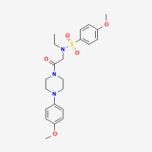 molecular formula C22H29N3O5S B4246062 N-ethyl-4-methoxy-N-{2-[4-(4-methoxyphenyl)piperazin-1-yl]-2-oxoethyl}benzenesulfonamide 