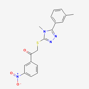 molecular formula C18H16N4O3S B4246095 2-{[4-methyl-5-(3-methylphenyl)-4H-1,2,4-triazol-3-yl]sulfanyl}-1-(3-nitrophenyl)ethanone 