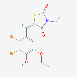 molecular formula C14H13Br2NO4S B424613 (5E)-5-(2,3-dibromo-5-ethoxy-4-hydroxybenzylidene)-3-ethyl-1,3-thiazolidine-2,4-dione 