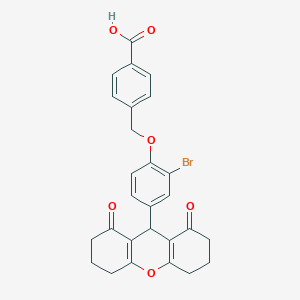 molecular formula C27H23BrO6 B424616 4-{[2-bromo-4-(1,8-dioxo-2,3,4,5,6,7,8,9-octahydro-1H-xanthen-9-yl)phenoxy]methyl}benzoic acid 
