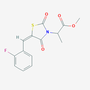 molecular formula C14H12FNO4S B424621 Methyl 2-[5-(2-fluorobenzylidene)-2,4-dioxo-1,3-thiazolidin-3-yl]propanoate 