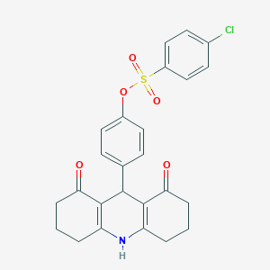 molecular formula C25H22ClNO5S B424622 4-(1,8-Dioxo-1,2,3,4,5,6,7,8,9,10-decahydro-9-acridinyl)phenyl 4-chlorobenzenesulfonate 