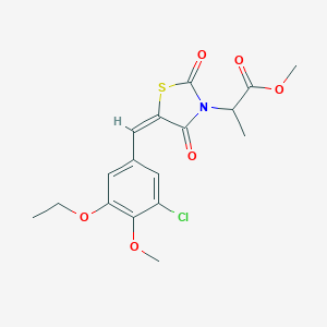 molecular formula C17H18ClNO6S B424623 methyl 2-[(5E)-5-(3-chloro-5-ethoxy-4-methoxybenzylidene)-2,4-dioxo-1,3-thiazolidin-3-yl]propanoate 