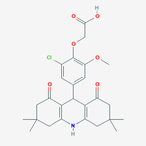 molecular formula C26H30ClNO6 B424624 [2-Chloro-6-methoxy-4-(3,3,6,6-tetramethyl-1,8-dioxo-1,2,3,4,5,6,7,8,9,10-decahydro-9-acridinyl)phenoxy]acetic acid 