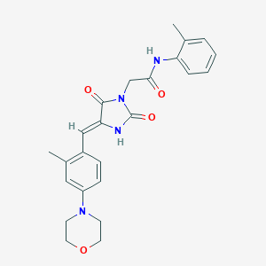 molecular formula C24H26N4O4 B424625 2-{4-[2-methyl-4-(4-morpholinyl)benzylidene]-2,5-dioxo-1-imidazolidinyl}-N-(2-methylphenyl)acetamide 