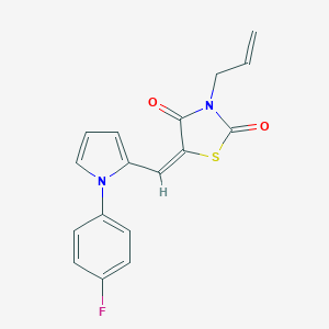 molecular formula C17H13FN2O2S B424627 (5E)-5-{[1-(4-fluorophenyl)-1H-pyrrol-2-yl]methylidene}-3-(prop-2-en-1-yl)-1,3-thiazolidine-2,4-dione 