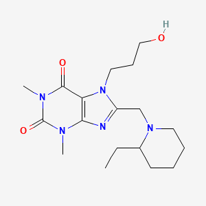 8-[(2-Ethylpiperidin-1-yl)methyl]-7-(3-hydroxypropyl)-1,3-dimethylpurine-2,6-dione