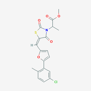 molecular formula C19H16ClNO5S B424631 methyl 2-[(5E)-5-{[5-(5-chloro-2-methylphenyl)furan-2-yl]methylidene}-2,4-dioxo-1,3-thiazolidin-3-yl]propanoate 