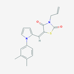molecular formula C19H18N2O2S B424632 (5E)-5-{[1-(3,4-dimethylphenyl)-1H-pyrrol-2-yl]methylidene}-3-(prop-2-en-1-yl)-1,3-thiazolidine-2,4-dione 