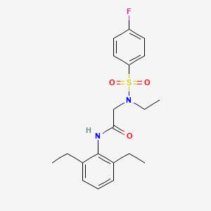 molecular formula C20H25FN2O3S B4246341 N-(2,6-diethylphenyl)-N~2~-ethyl-N~2~-[(4-fluorophenyl)sulfonyl]glycinamide 