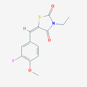 molecular formula C13H12INO3S B424639 (5E)-3-ethyl-5-(3-iodo-4-methoxybenzylidene)-1,3-thiazolidine-2,4-dione 