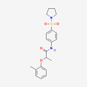 molecular formula C20H24N2O4S B4246400 2-(2-methylphenoxy)-N-[4-(1-pyrrolidinylsulfonyl)phenyl]propanamide 