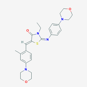 molecular formula C27H32N4O3S B424644 3-Ethyl-5-[2-methyl-4-(4-morpholinyl)benzylidene]-2-{[4-(4-morpholinyl)phenyl]imino}-1,3-thiazolidin-4-one 