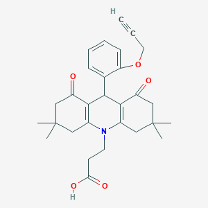 molecular formula C29H33NO5 B424645 3-{3,3,6,6-tetramethyl-1,8-dioxo-9-[2-(prop-2-yn-1-yloxy)phenyl]-2,3,4,5,6,7,8,9-octahydroacridin-10(1H)-yl}propanoic acid 