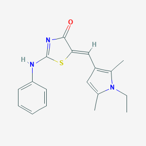 (5Z)-2-anilino-5-[(1-ethyl-2,5-dimethylpyrrol-3-yl)methylidene]-1,3-thiazol-4-one