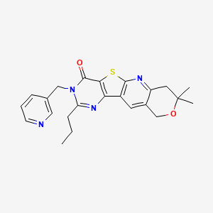 molecular formula C23H24N4O2S B4246502 5,5-dimethyl-13-propyl-14-(pyridin-3-ylmethyl)-6-oxa-17-thia-2,12,14-triazatetracyclo[8.7.0.03,8.011,16]heptadeca-1,3(8),9,11(16),12-pentaen-15-one 