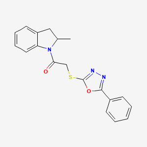 1-(2-METHYL-2,3-DIHYDRO-1H-INDOL-1-YL)-2-[(5-PHENYL-1,3,4-OXADIAZOL-2-YL)SULFANYL]ETHAN-1-ONE